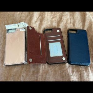 Iphone 8 plus cases brown and rose brand new, navy used in new condition